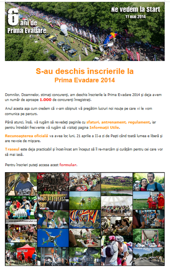newsletter #1 2014 first-escape-bike competition in Bucharest