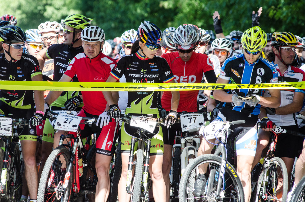 Competitors at the starting line of the first contest Escape