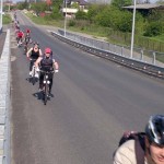 Urcarea podului de la Caldarusani la cel mai mare antrenament pentru concursul Prima Evadare prima plimbare 300 de biciclisti