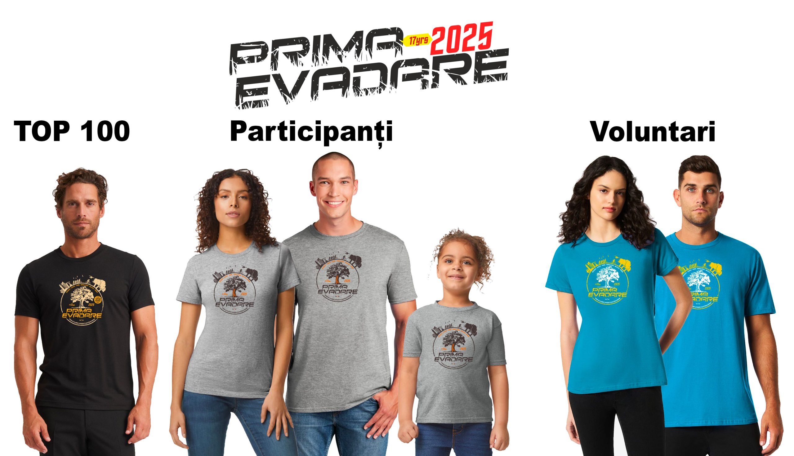 Vă prezentăm tricourile de la Prima Evadare 2025!